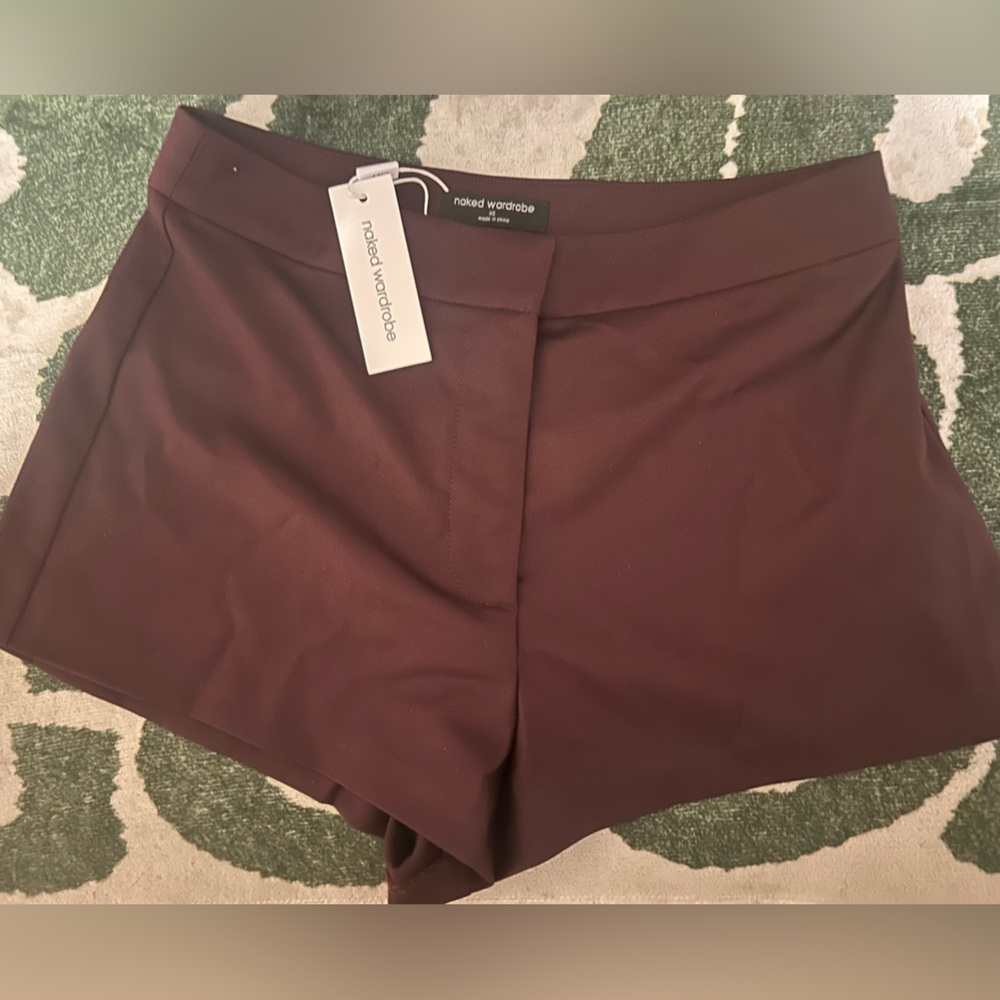 Naked Wardrobe High Waist Suit Shorts - Plum